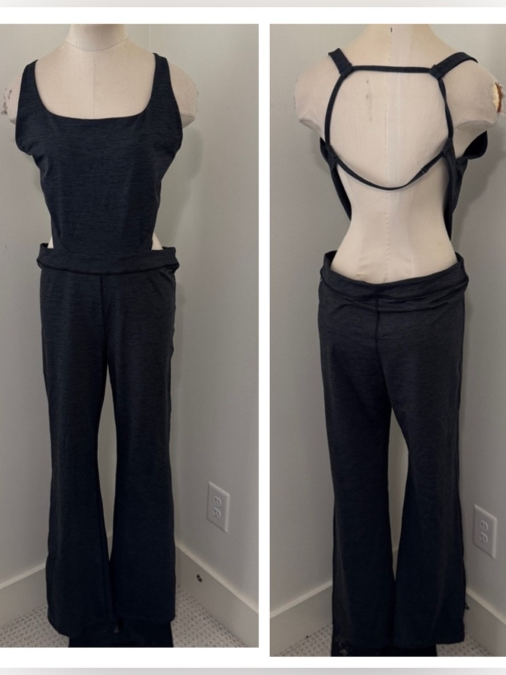 Open-Back Wide-Leg Jumpsuit - Charcoal